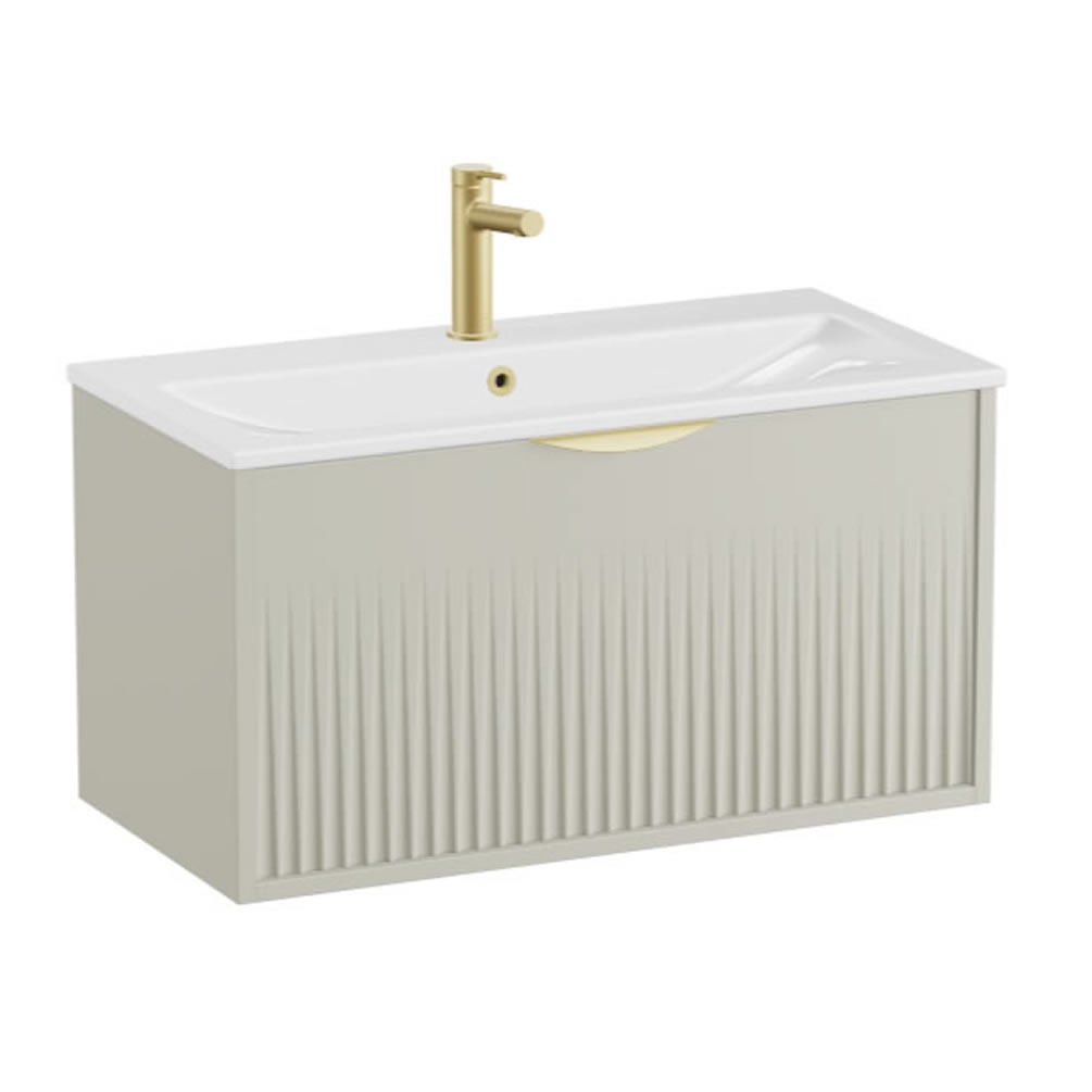Vado Safari Fluted 800mm Cashmere Wall Hung Vanity Unit & Ceramic Basin